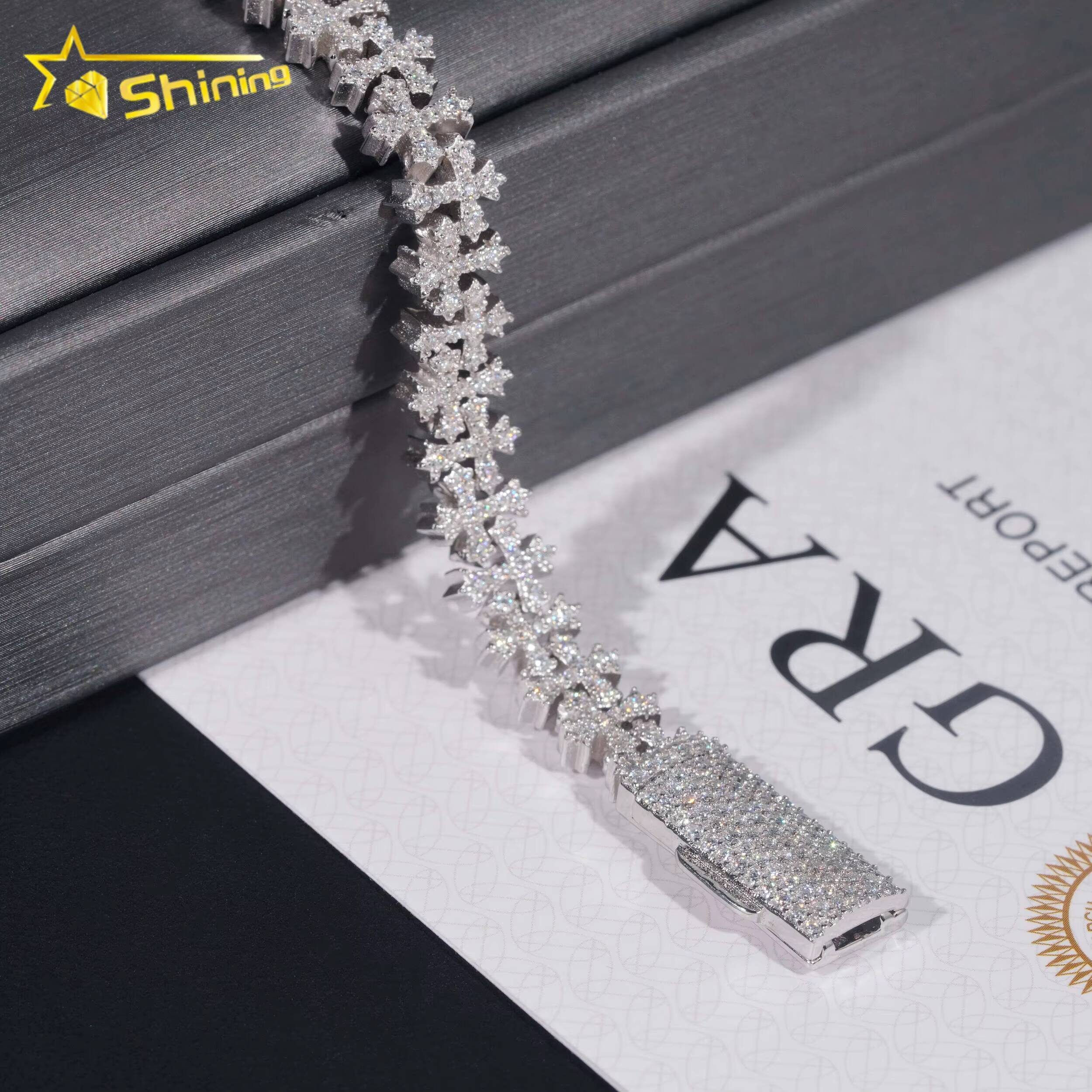 Luxury Small Size Cross Cuban Link Chain Sterling Silver 925 Moissanite Cross Bracelets Hip Hop Mens Jewelry