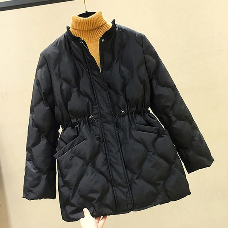 Winter Women Parkas Down Cotton Overcoat Female Casual Thick Warm Windproof Waist Padded Outwear Coat 251027
