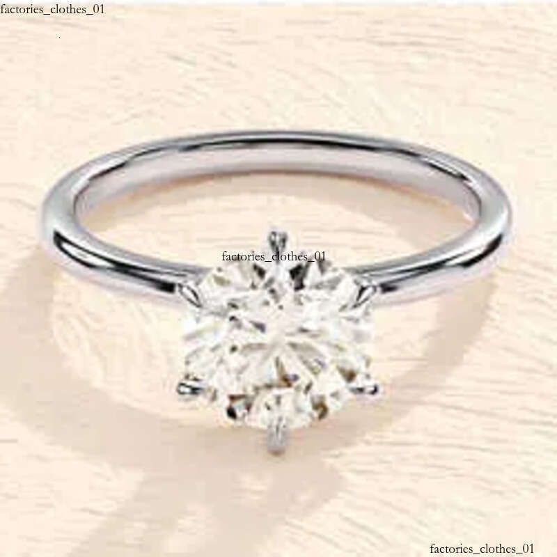 6 Prong Round Engagement Sier Ring/14k Solid Gold 3 Carats Solitaire Moissanite Ring For Wedding