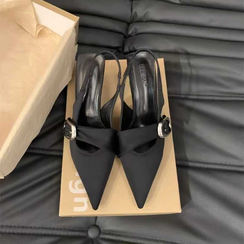 Pointy High Heeled Sandals Womens Buckle Brand Casual Fi Slippers Sexy Slingback Shoes Sweet Muller Beach Sandals WomenXJ251027