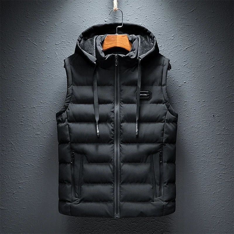 Hooded Casual Vest Jacket for Men Autumn Winter Warm Sleeveless Fashion Comfortabel Zipper Waistcoat Plus Size M6XL 251024