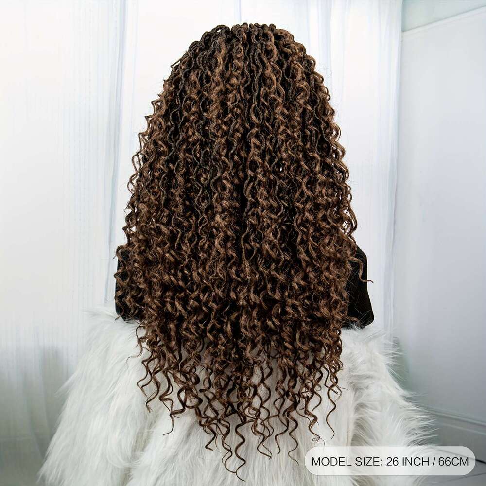 Elegant 26-Inch Lace Front Braided Wig Women - Handcrafted, Curly With Floral Edges, Heat Resistant Synthetic Fiber, Perfect For Daily Wear & Casual C