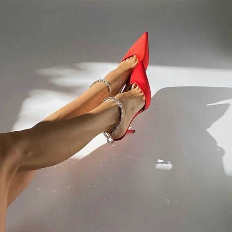 2024 New Pointy Thin High Heels Crystal Pendant Wedding Shoes Rhine Baotou Banquet HighHeeled SandalsXJ251027