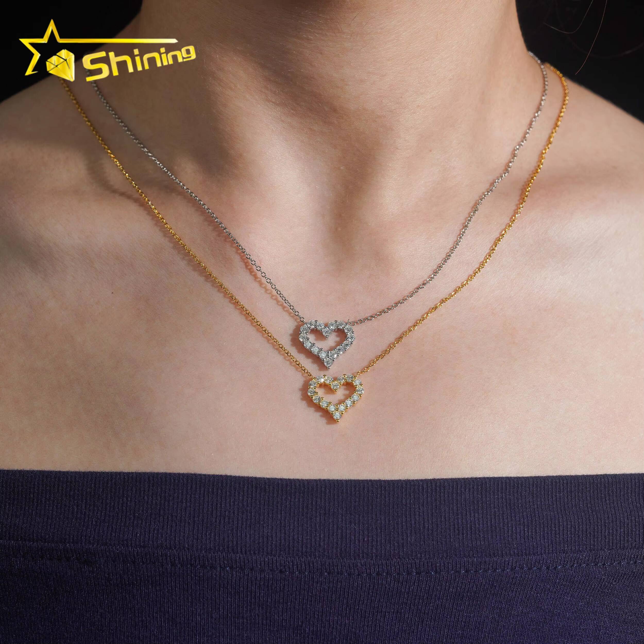 USA Local Stock Fast Shipping Fashion Elegant Heart 925 Sterling Silver Moissanite Necklaces for Women