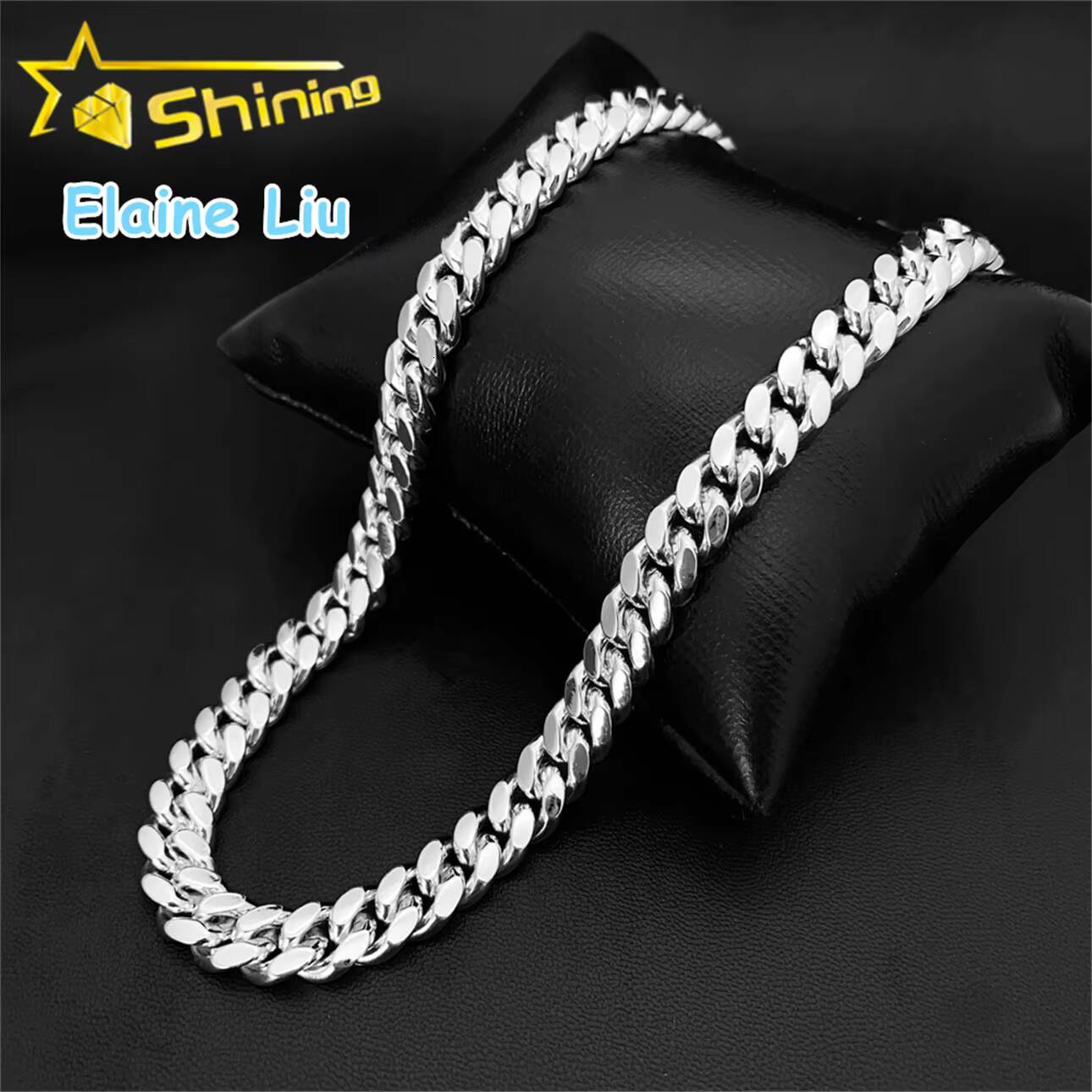 Miami Cuban Necklace 8MM Sterling Silver 925 Hip Hop Jewelry VVS Moissanite Cuban Link Chain Necklace