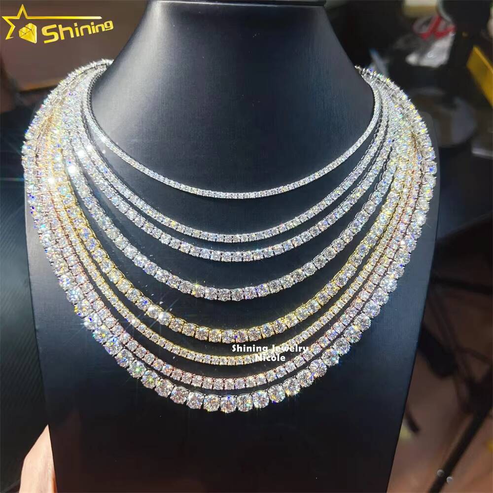 Ready to Ship Wholesale D VVS Diamond Tennis Necklace Bracelet 925 Sterling Silver Moissanite Tennis Chain