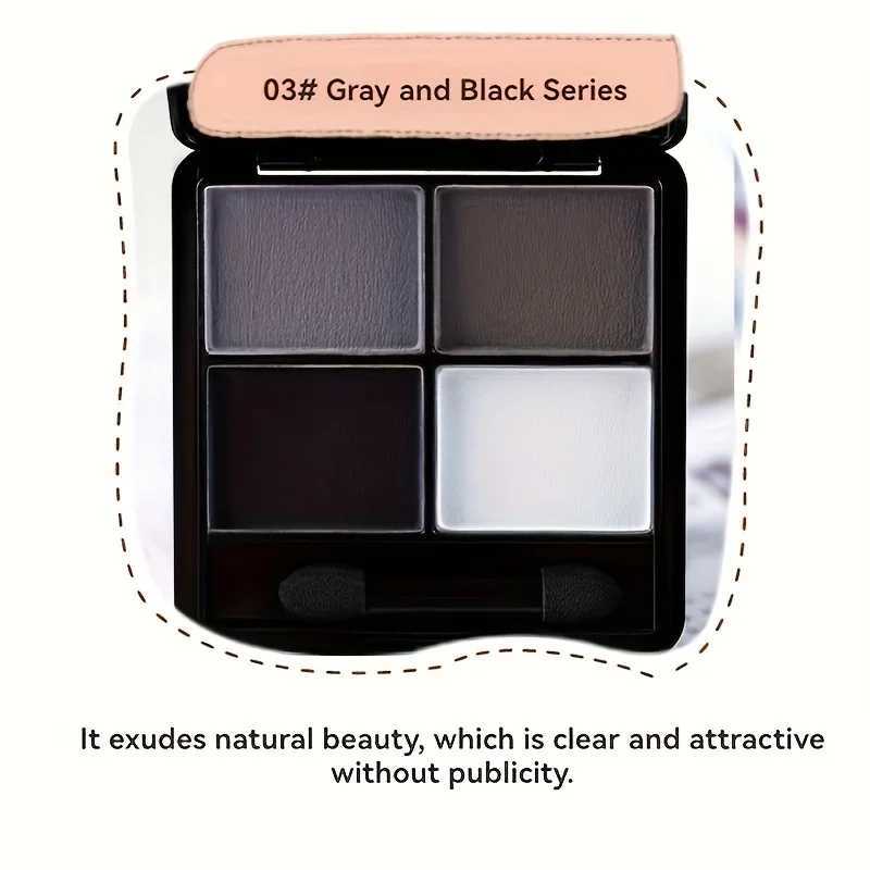 4Color Eyeshadow Palette Gray Black Smoky Matte Pearlescent Shimmer Brightening Base Eye Makeup Primer with Application ToolXJ251027