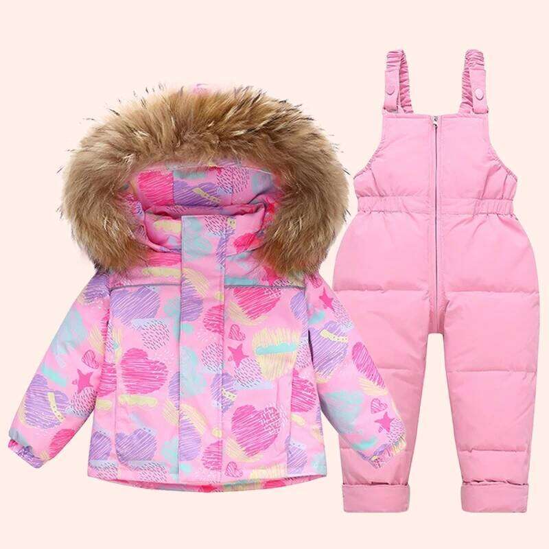 Kids Girls Boys Ski Suits 2025 Thickening Children Clothing Sets Winter Pant Outdoor Sportwear Warm Overalls