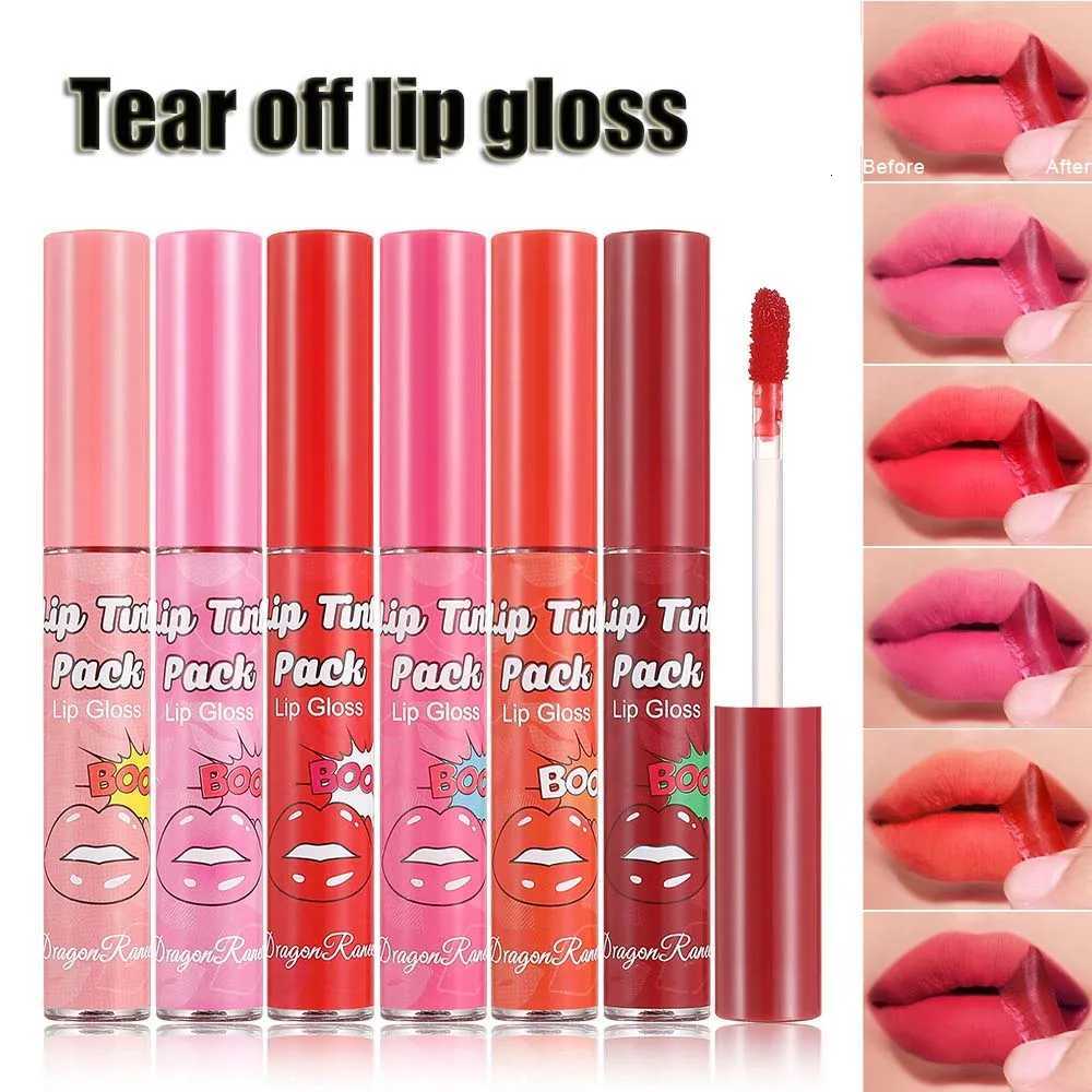 Peel Off Rose Red Lip gloss Lip Outline Contour Tattoo Lip Stain Waterproof Transfer Resistant Tear Off Peel Off Lipstick Makeup W251027
