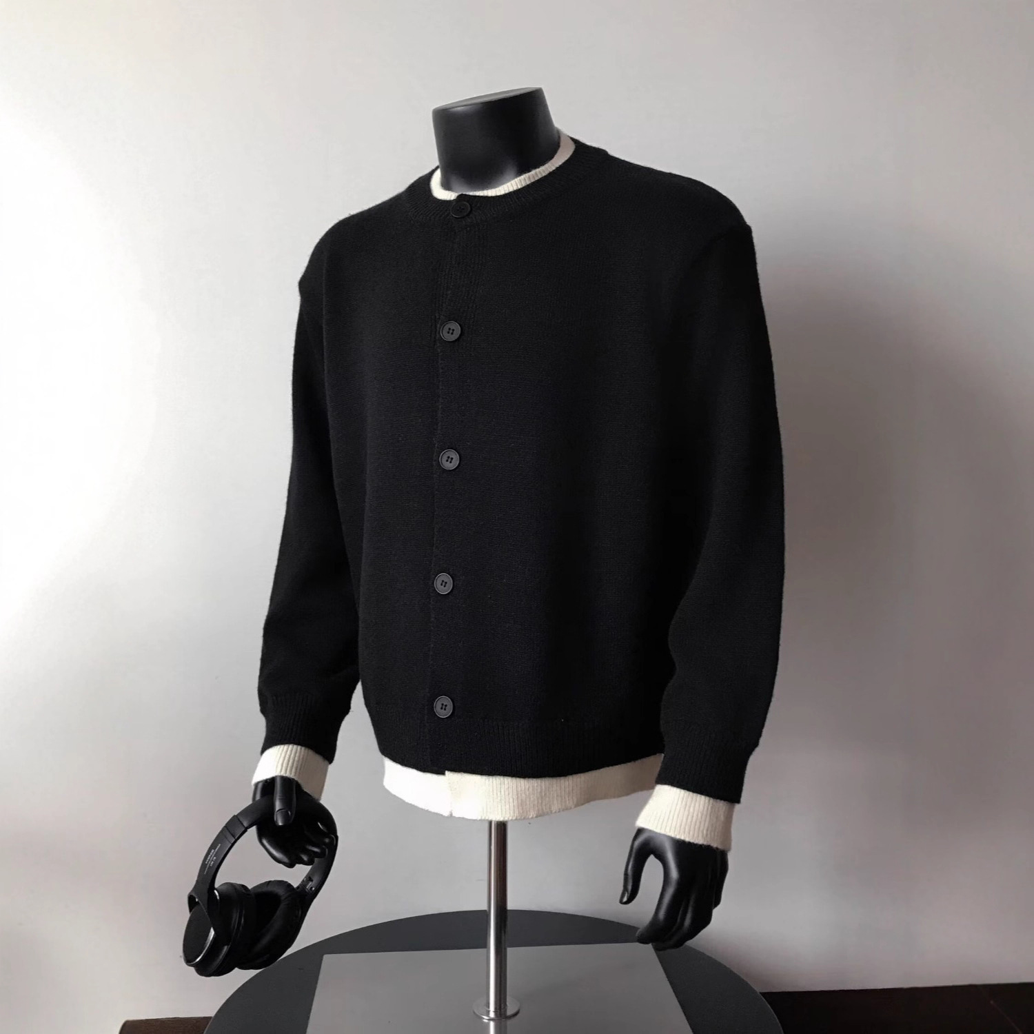 American College Style Fake Two-piece Cardigan Designer Sweater Men's Sweater Autumn Winter New Lazy Cleanfit Knitted Jacket