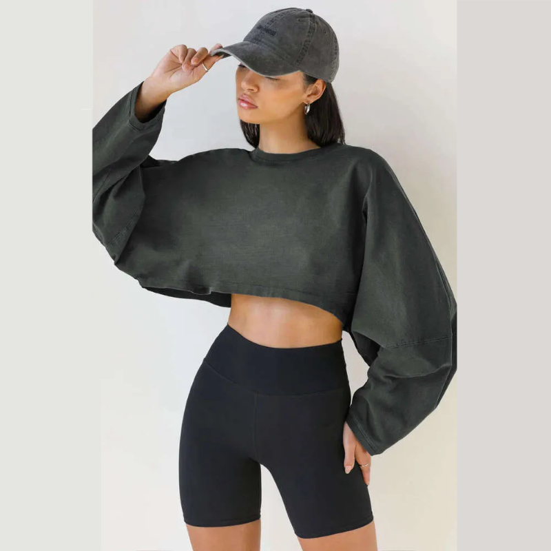Womens Hoodies Designer Round Neck Sweatshirt Simplicity 2025 Crop Women's Short Sports Base Shirt T-shirt Knitwear Long Sleeve Top Outdoor leisu
