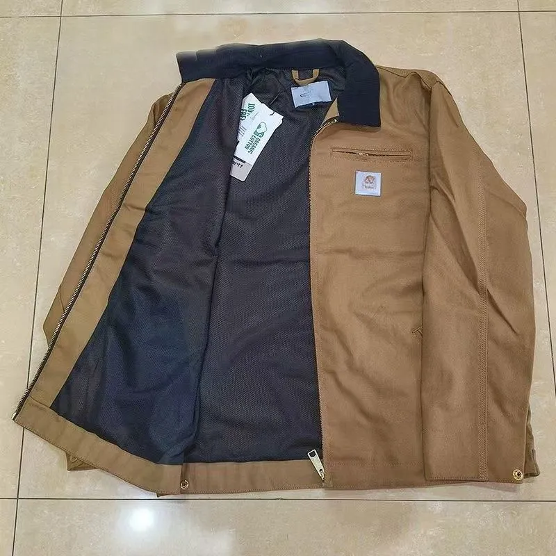 Designer Men's Jackets Heavyweight embroidery Thick Men Jacket Carharretshoddie top quality 100% cotton coat mesh lining work jackets EUR Size S-