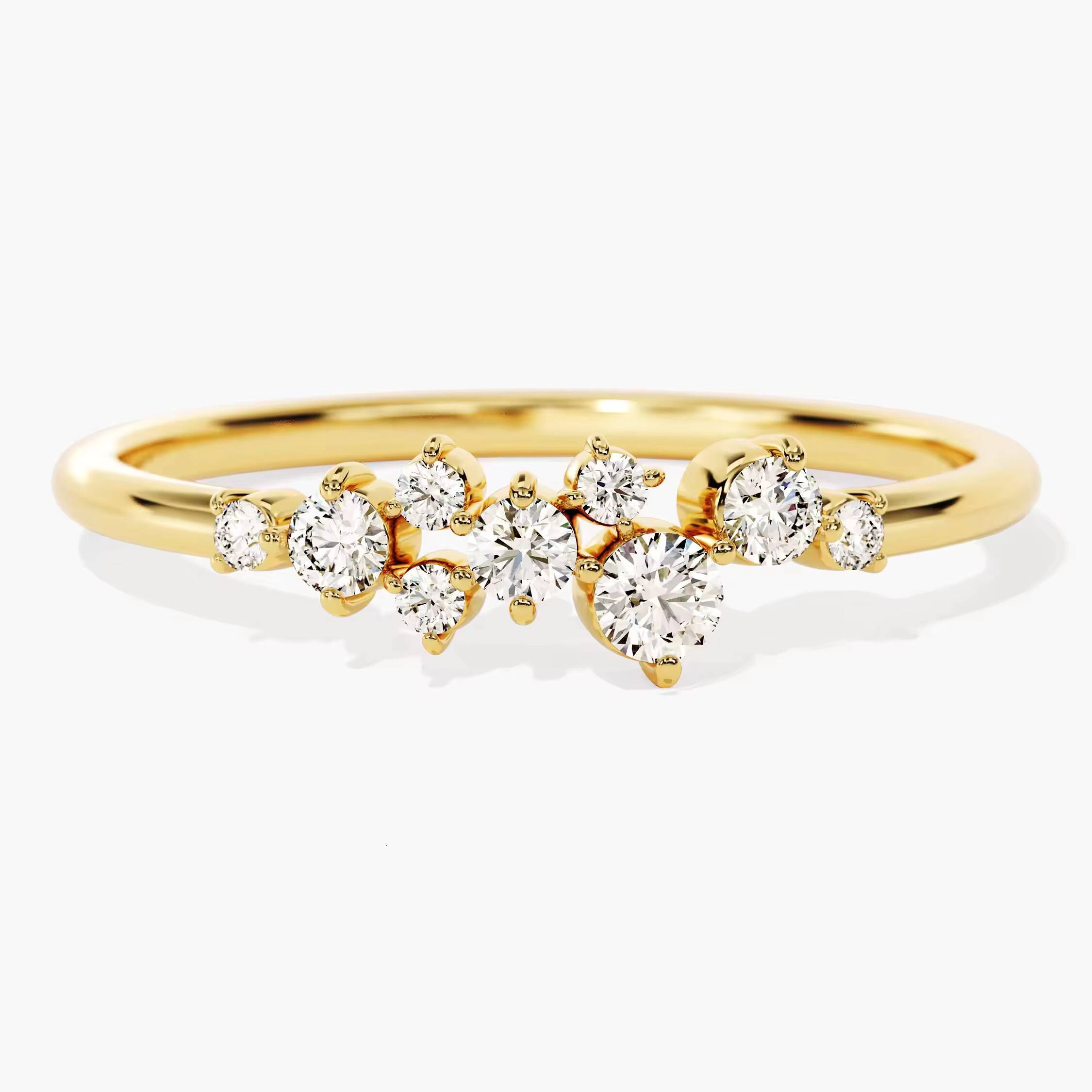 Floating Cluster Diamond Wedding Band Dainty Diamond MarquiseCut Wedding Band for Women