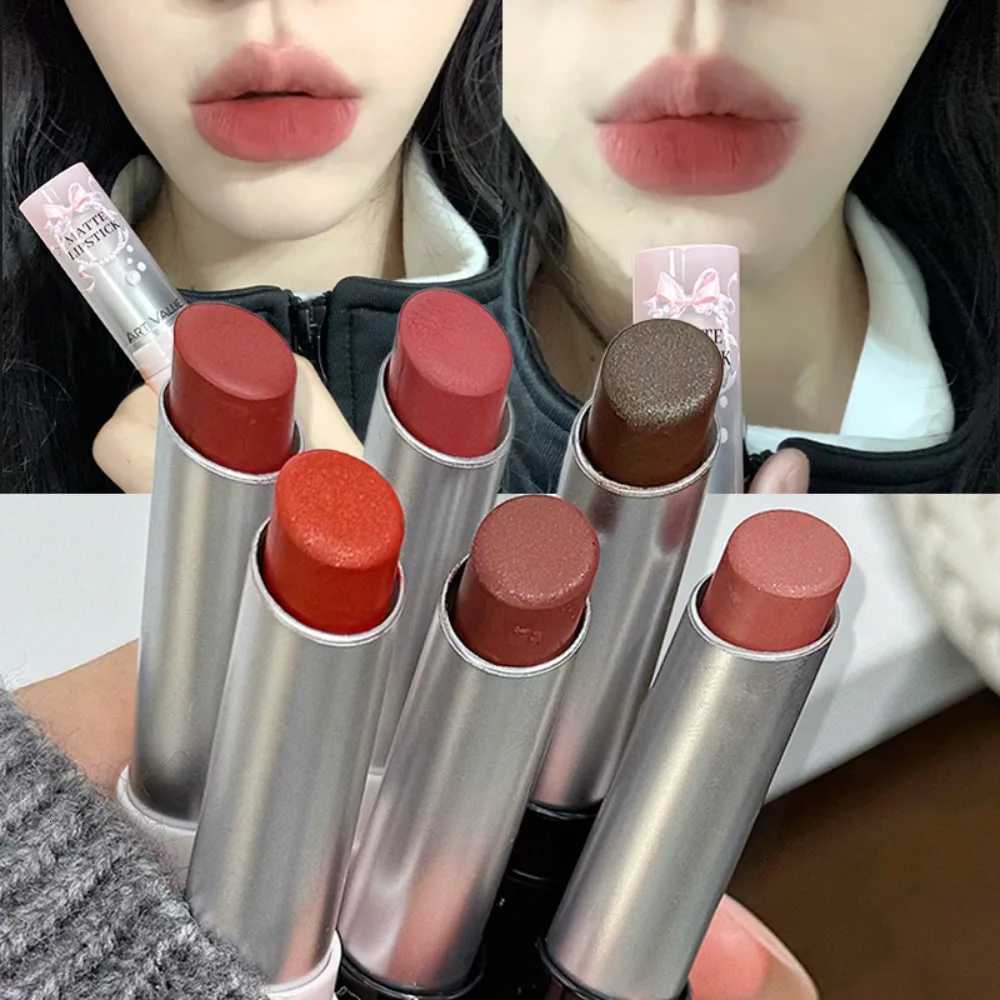 Cement Gray Brown Low Gloss Lipstick Waterproof Sweatproof Not Fade Lip Gloss With Fine Shine Tobacco Pink Lip Stick Makeup W251027