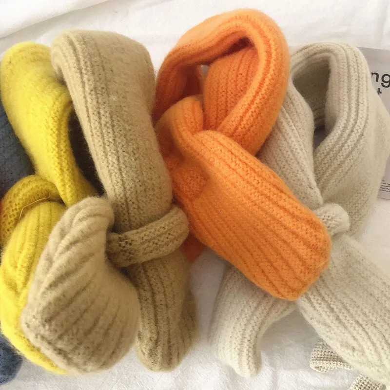Korean Candy Color Baby Scarf Knitted Wool Warm Cross ChildrenS Scarves Autumn Winter Toddlers Kids Baby Boy Girl Snood Scarves 251027