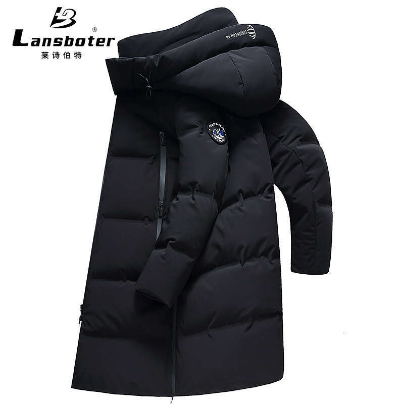 Simple European Style Winter Detachable Hood For Men, Thickened Over-The-Knee Long Youth Extreme Cold Jacket Outdoor Down Coat