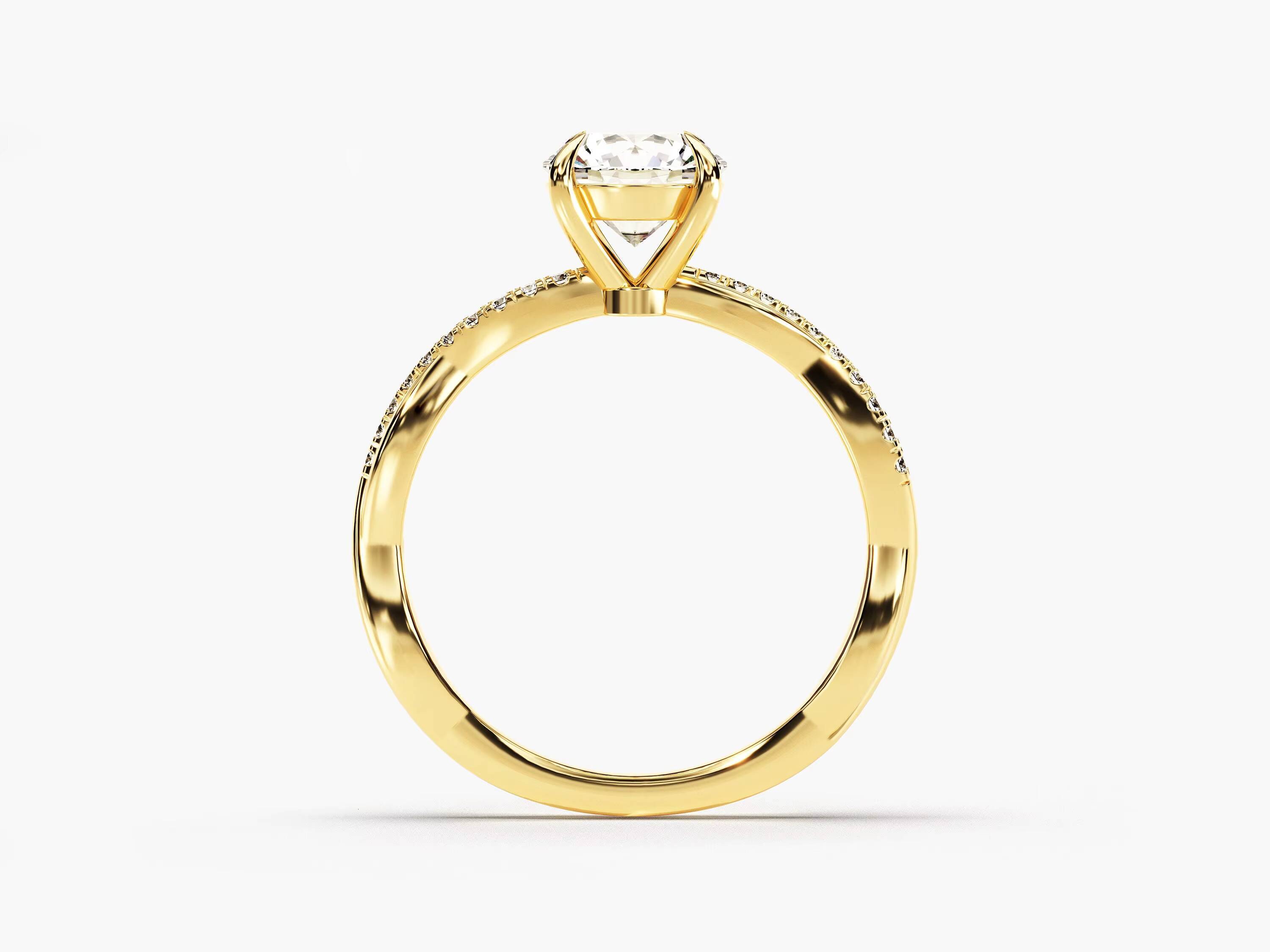 Twist Diamond Engagement Ring 14k 18K Solid Gold 1 CT Halo Diamond Engagement Ring Simple Promise Ring