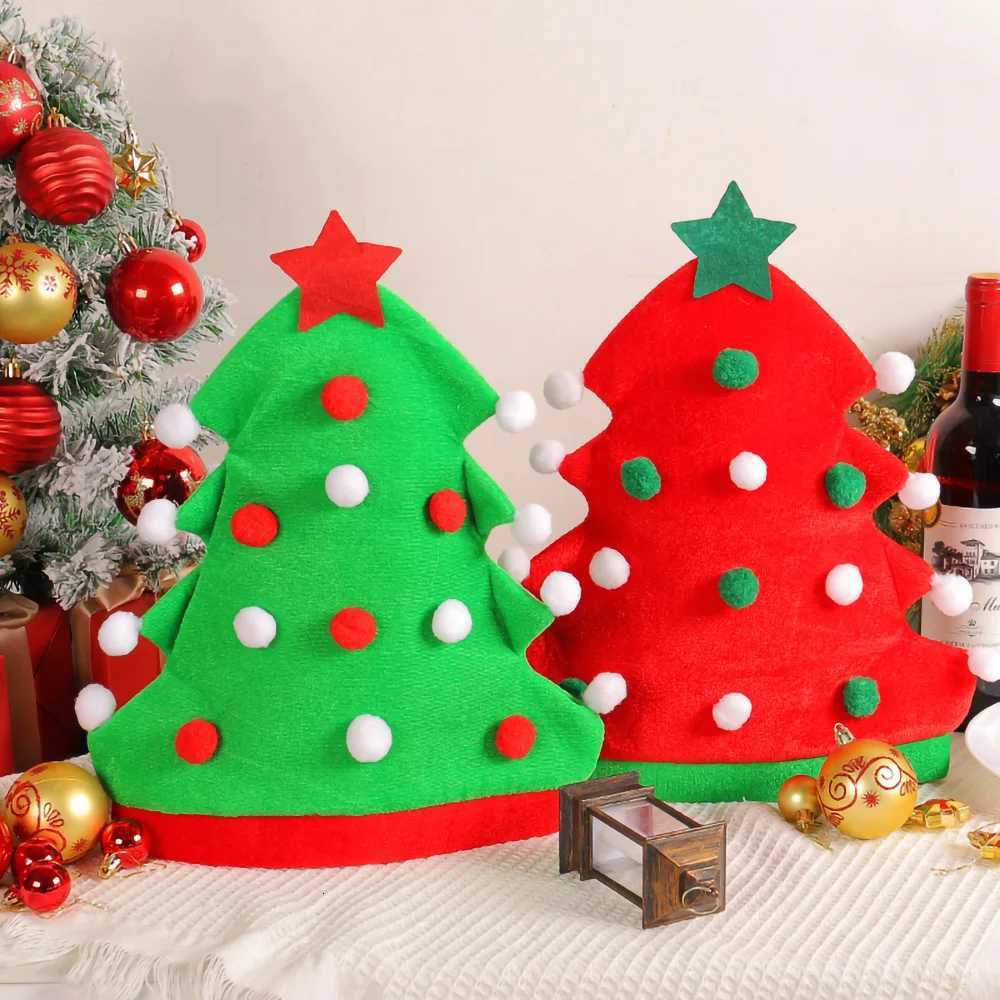 Christmas Tree Hat Funny Christmas Tree Shape Beanie Christmas Santa Hat Christmas Gift Kids Xmas Cap New Year Party DecorationsW251027