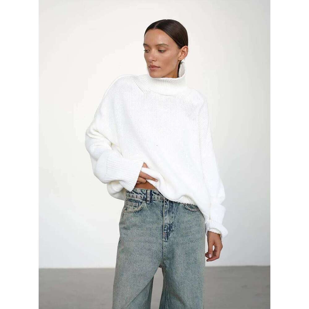 Blubelle Autumn Winter Women's Oversized Turtleneck Sweater Casual Warm Solid Basic Loose Knitted Jumper Pullover Designer Sweater Women Women Sw
