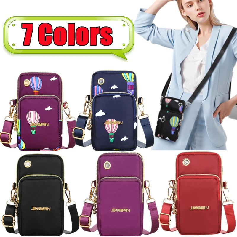 7 Color Mobile Phone Crossbody Bags for Women Fashion Women Shoulder Bag Cell Phone Pouch With Headphone Plug 3 Layer Wallet 251027