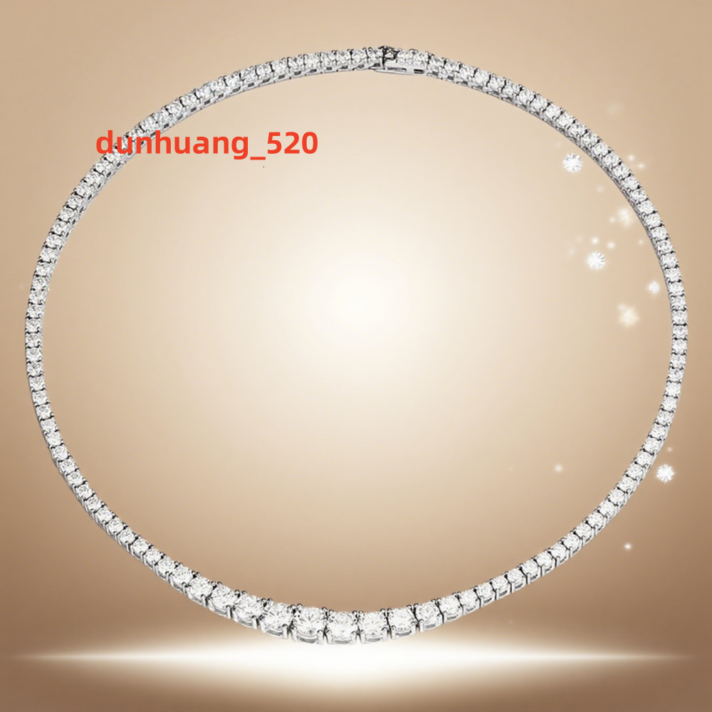 Fine Jewelry Graduated Moissanite Tennis Chain 925 Silver Tennis Chain Moissanite Necklace