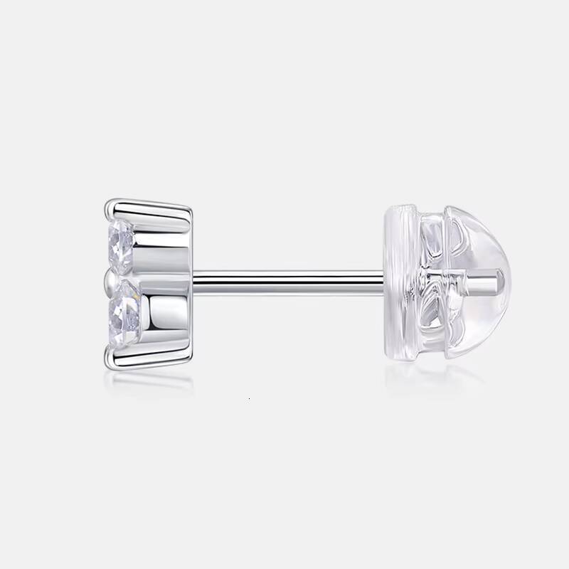 Women 925 Sterling Silver Jewelry ThreeStone Round Brilliant Cut Moissanite Diamond Stud Earrings