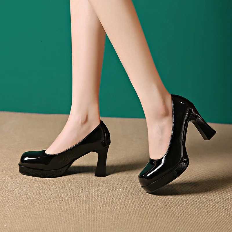 Women Pumps Fi Classic Patent Leather High Heels Shoes Round Toe Paltform Wedding Dress Shoes Plus Size 3544 Heels WomenXJ251027