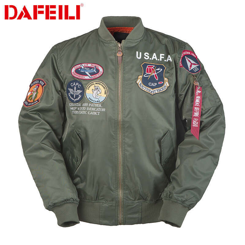 2025 New Trendy American Men's Spring and Autumn Thin MA-1 Air Force Pilot Jacket with Badge Embroidery Functional Style Coat