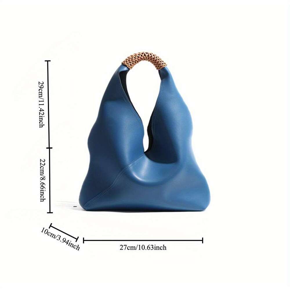 2025 New Genuine Leather Women's Tote Bag - Large Capacity Double-Layer Magnetic Closure, Woven Handle Smooth Texture Design, Versatile Commuting