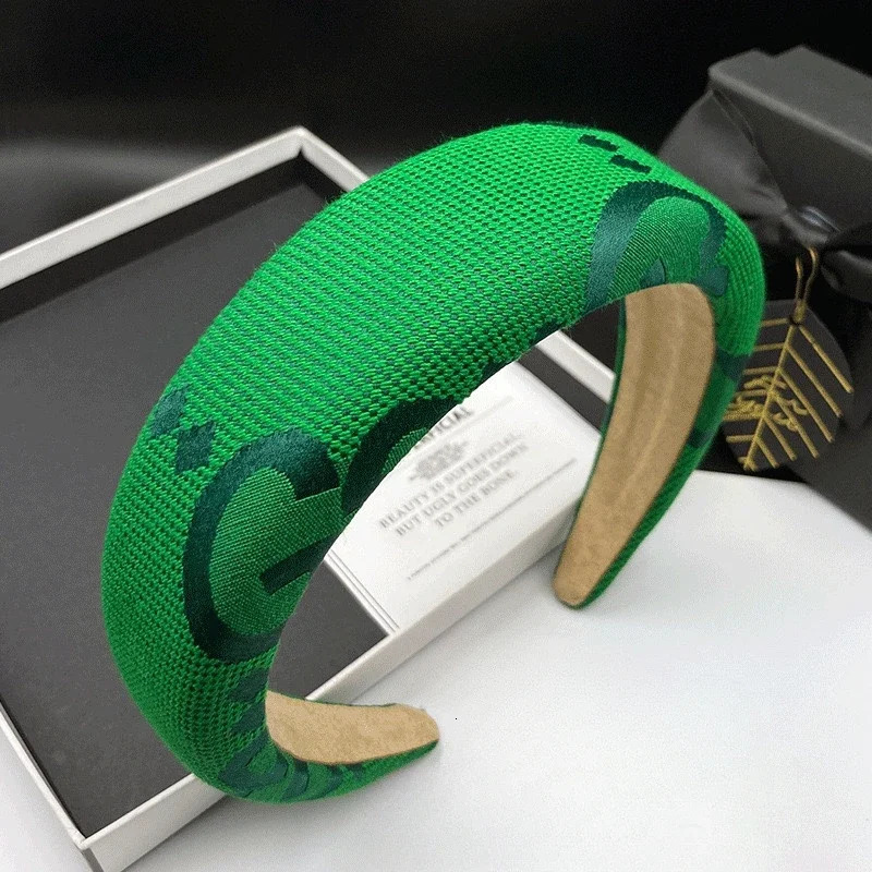 Fashion Green Letters Hair Bands Girls Vintage Elastic Headbands Sponge Hairbands Hair Hoop Korean Hair Accessories for Women 251023