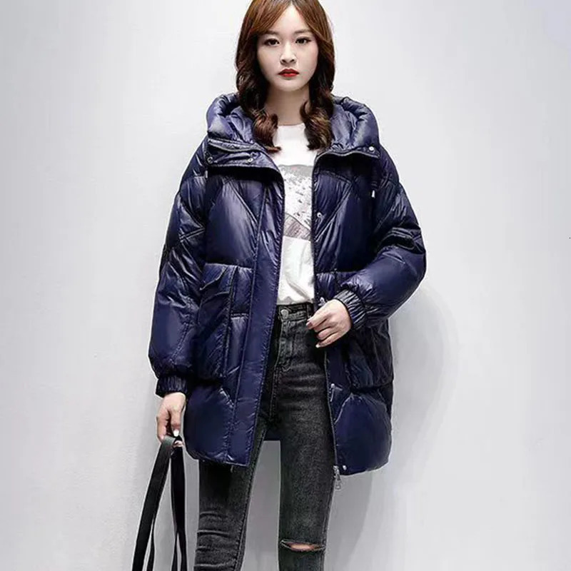 CottonPadded Womens Korean HighGrade Long Down Cotton Coat Thicke Warm Hooded Parker Overcoat Female Casual Padded Jacket 251027