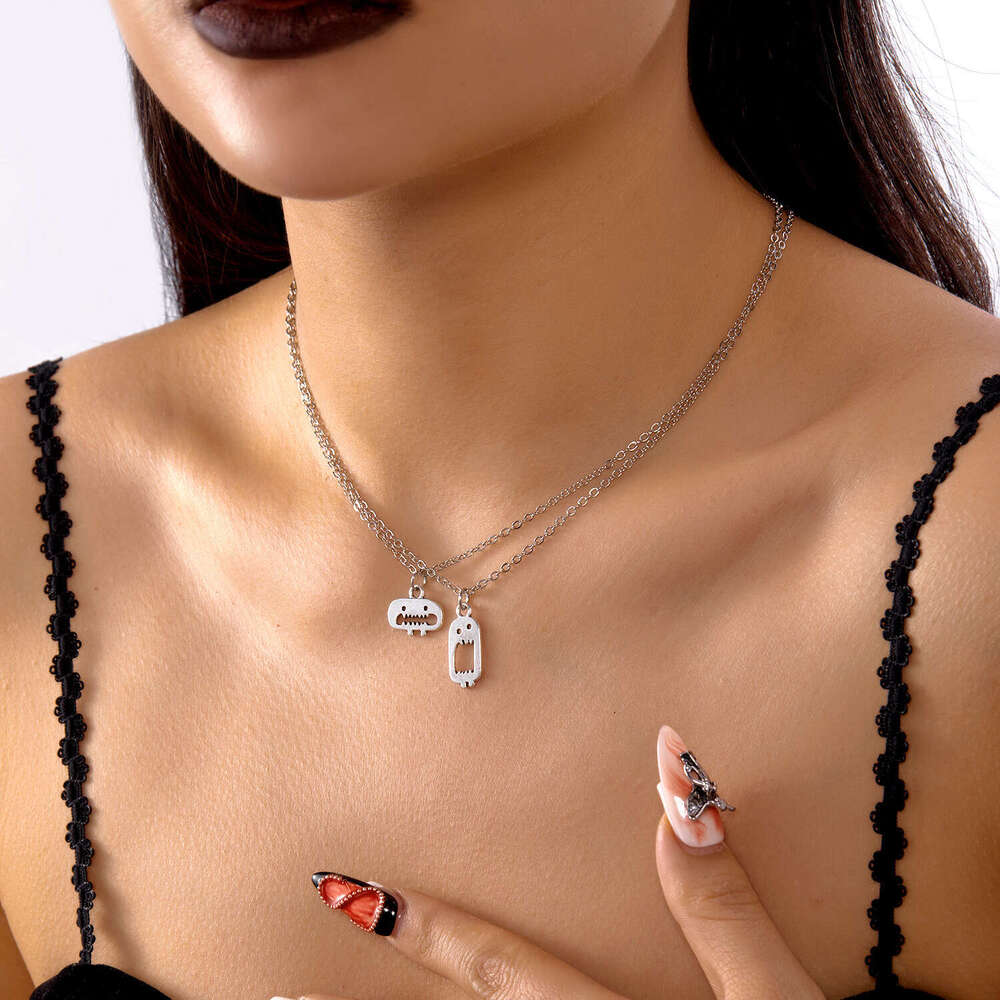 Hot Selling Halloween Little Monster Necklace Earrings for Women Fashionable Personality Versatile Alloy Collarbone