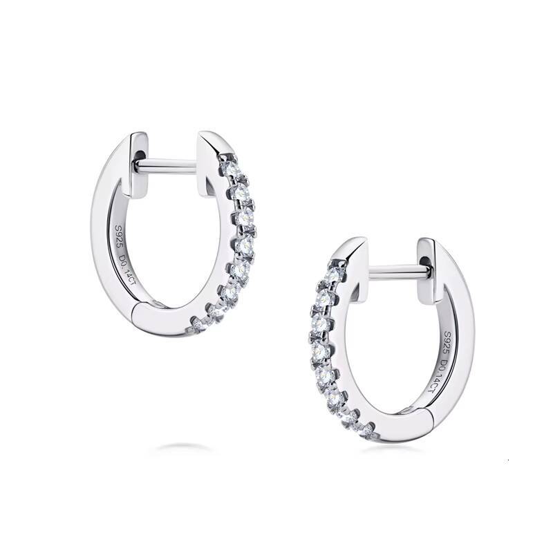 Personality Jewelry 925 Sterling Silver 16mm Moissanite Hoop huggies Circle Earrings for Elegant Lady