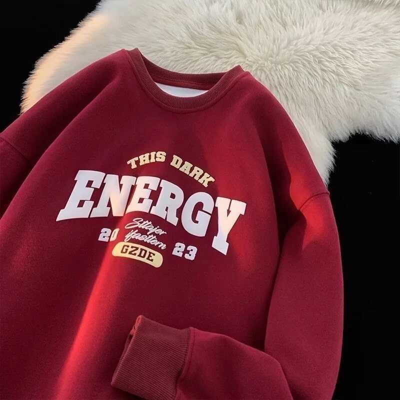 M8XL SweatshirtsMen Oversized Sweatshirt Fashion Loose American Minimalist Alphabet Print Long Sleeve Couple Clothes W251027