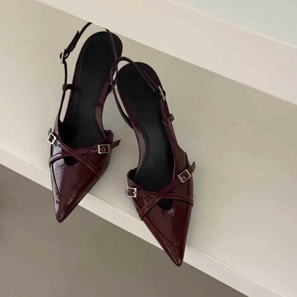 Sexy Pointed Toe Thin Heels Mules Shoes Women Belt Buckle Elegant Fi Party Shoes Designer Slingbacks Sandals Women PumpsXJ251027