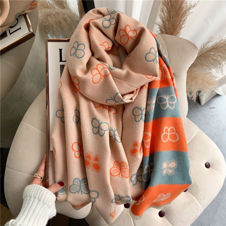 Free shipping Designer Scarves Autumn Winter New Double sided Scarf for Women Thickened Warm Fashionable Shawl Neck