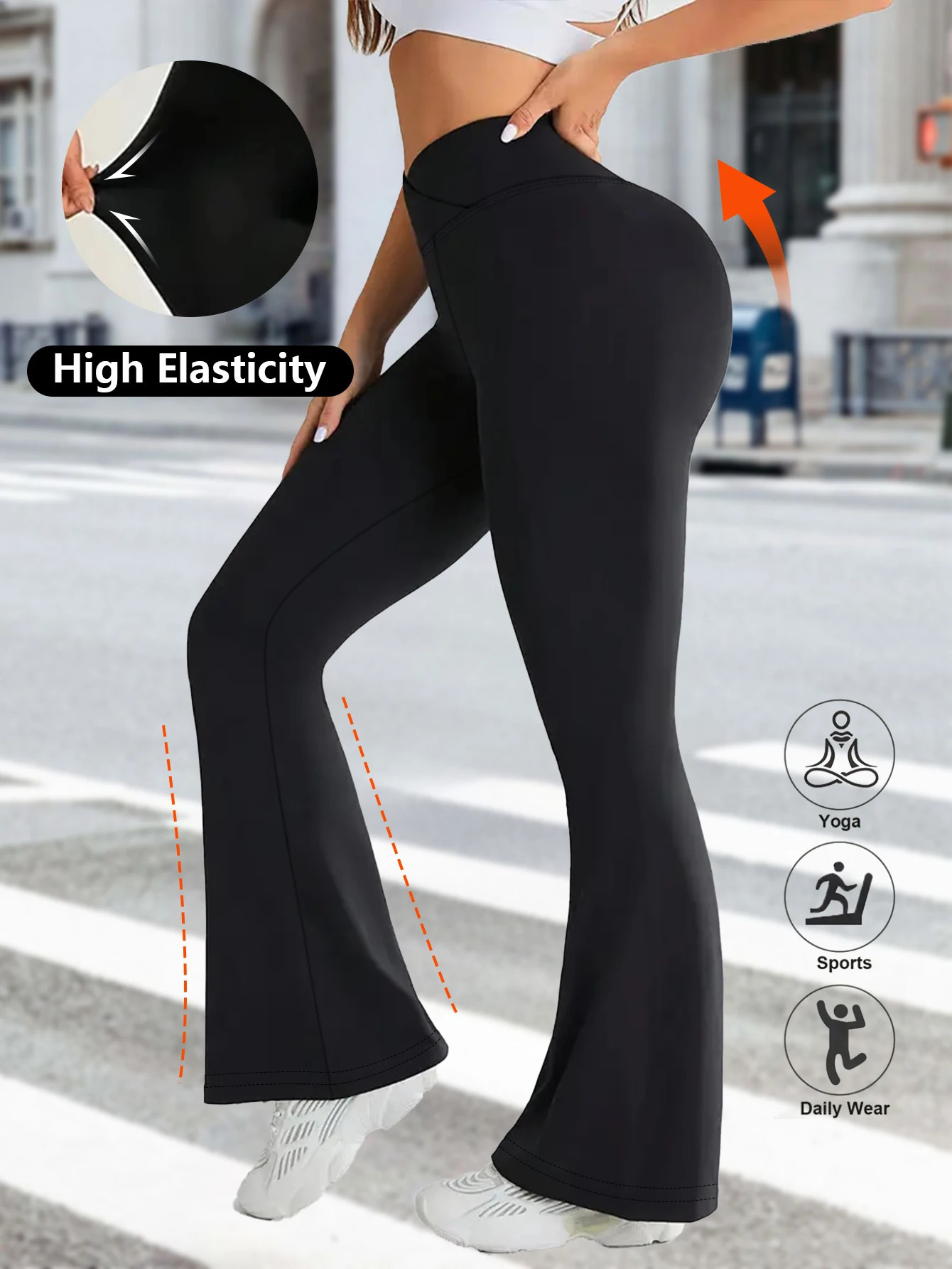 Tummy Control Yoga PantsCrossover Flare Leggings for WomenHigh Waist V Cross Bootcut Bell Bottoms Tummy Control Yoga Pants 251027