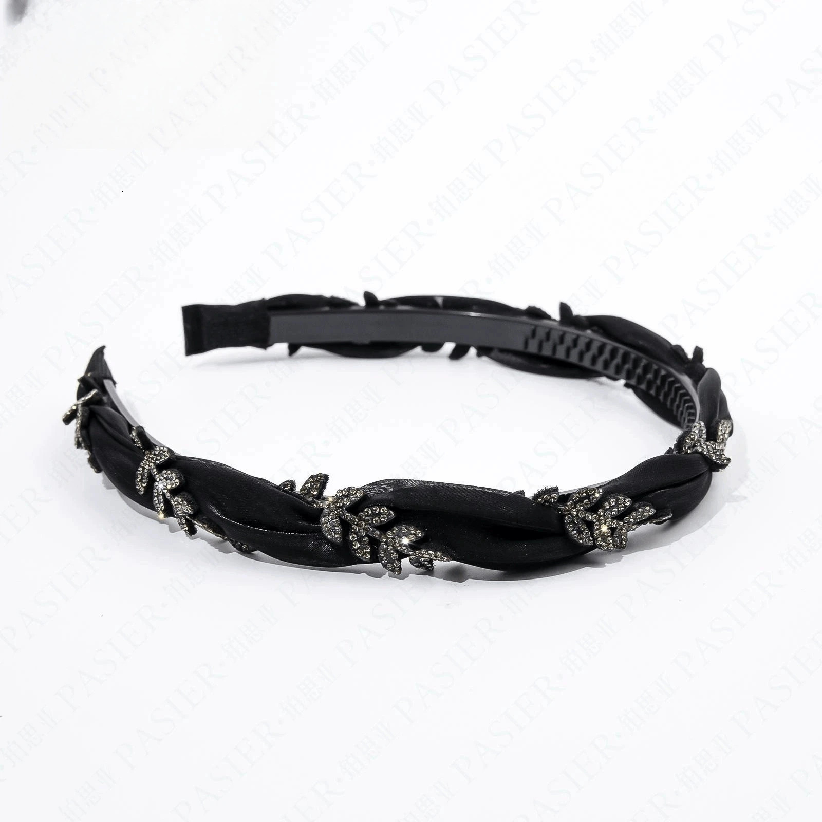 HighJSense Black Woven Style Hairband With Teeth Simple Hair Clip Outer Headband Hair Tie Temperament Hair Accessory 251023