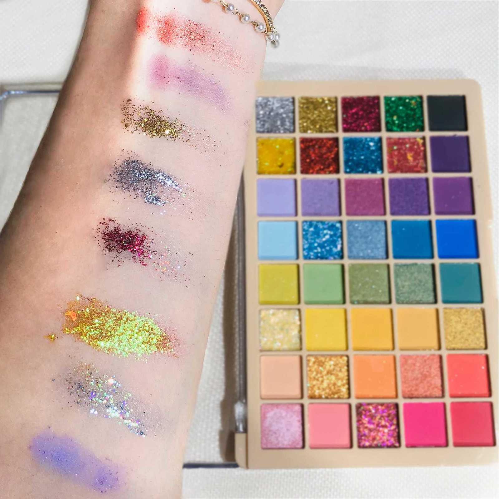 Halloween 40color eyeshadow palette Makeup color harmony rainbow tones glitter powder texture pearl makeup shinyXJ251027