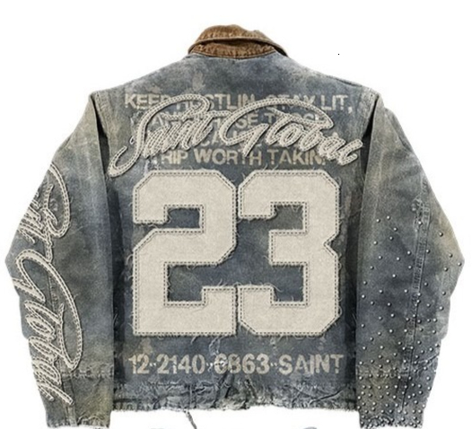 Streetwear Washed Denim Jacket Y2K Clothes Mens Hip Hop Letter Graphic Patch Embroidery Blue Oversized Casual Coat 250729 ddmytues