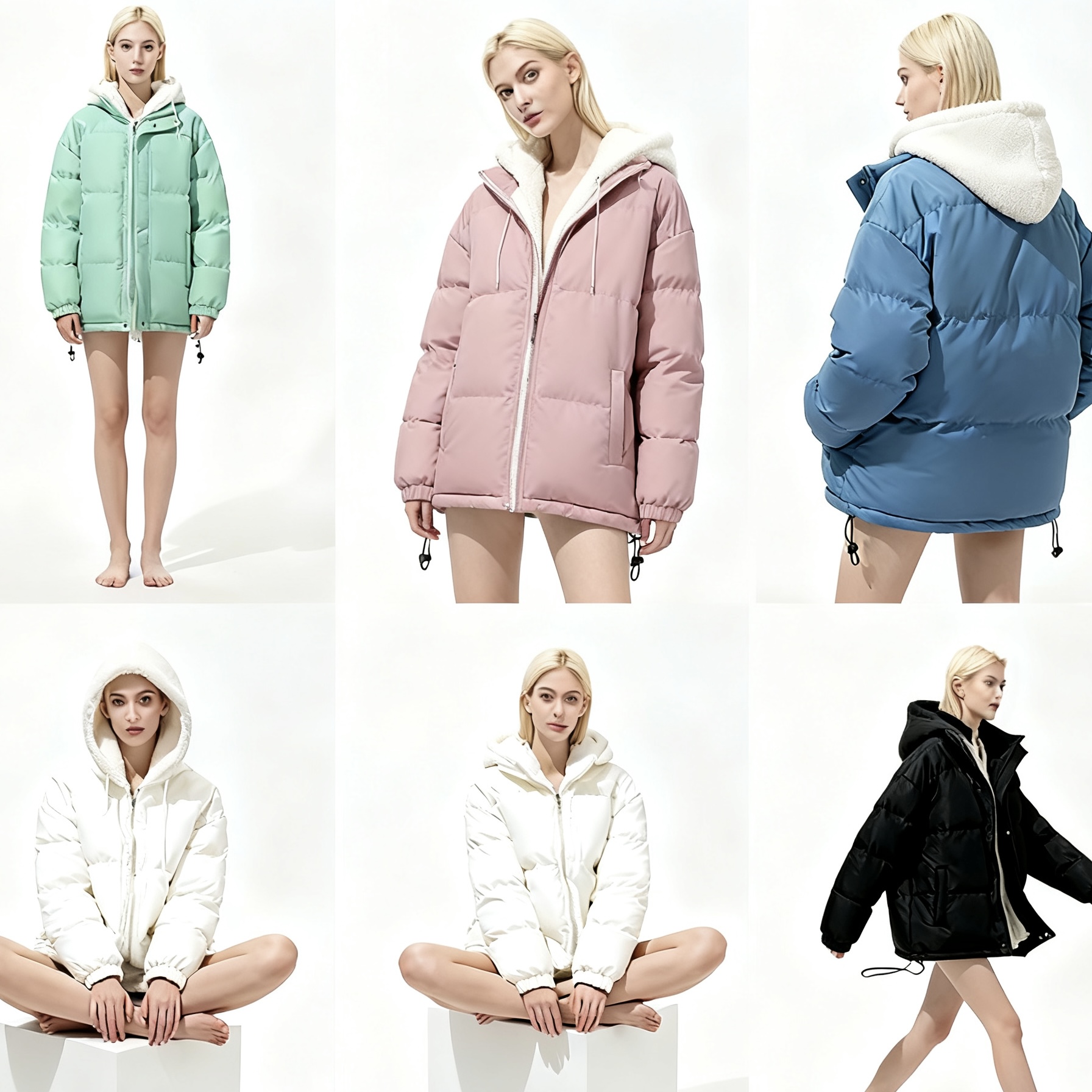 Women's Down & Parkas Warm Sherpa Lined Layered Look Hoodie Casual Unisex Winter Outerwear with Pockets