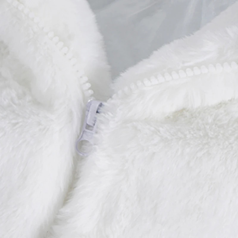 Mauroicardi Winter Oversized White Faux Fur Coat Men with Hood Long Sleeve Zipper Casual Loose Fluffy Jacket for Style 251018