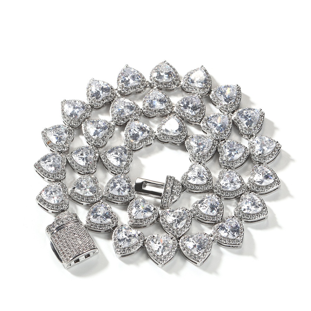 2025 Fashion Accessory 8Mm Heart-Shaped Cut Cluster Chilled Pearl VVS Carbon Silica Hip-Hop Tennis Chain For Women