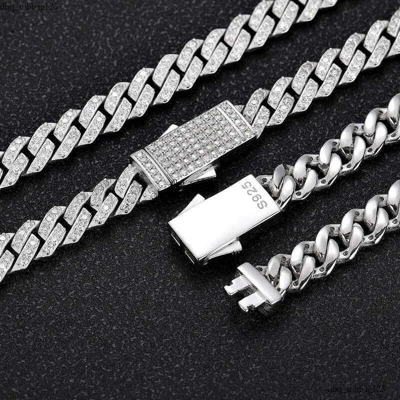 Width 8mm 16-24inch S Sterling Sier Pass Test Moissanite Dia Cuban Chain Necklace 7/8/9inch Bracelet Links Jewelry For Men Women Nice Gift