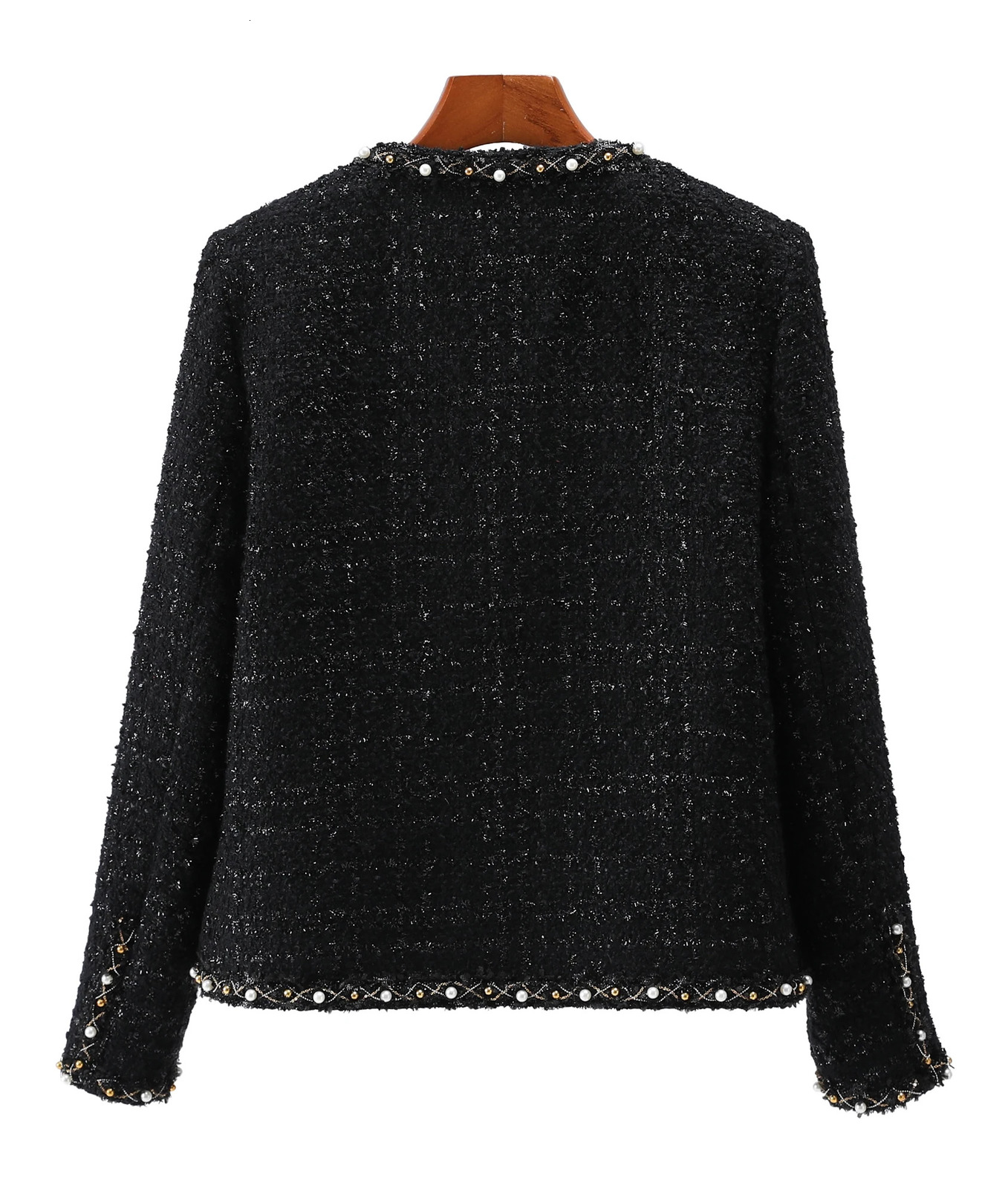 fashion round neck elegant light y celebrity highend heavy industry beading temperament n tweed jacket 251027