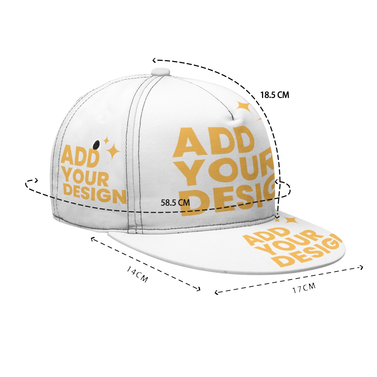 DHgatepod Flat Brim Baseball Cap with Box - 100% Polyester All-Over Print Snapback for Sports & Casual Style