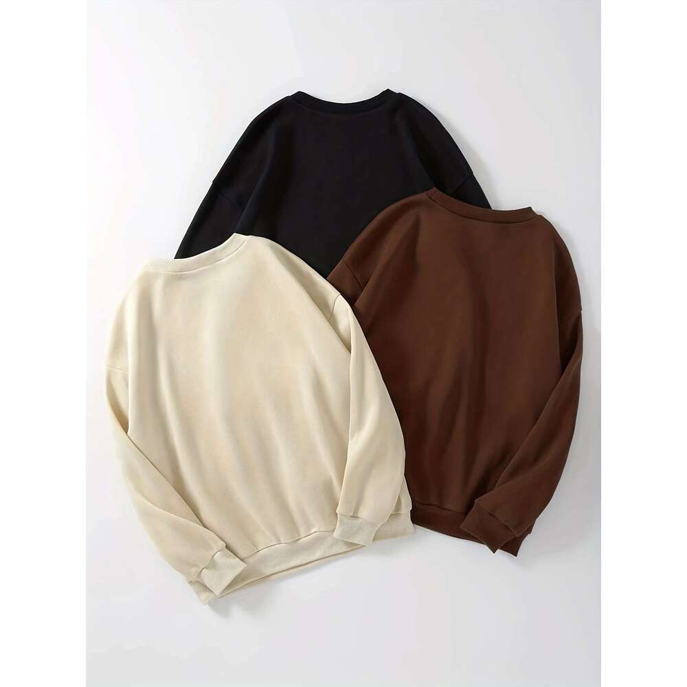 Letter Print Pullover Sweatshirt, Casual Long Sleeve Crew Neck Sweatshirt For Fall & Winter, Women's Clothing hoodies women