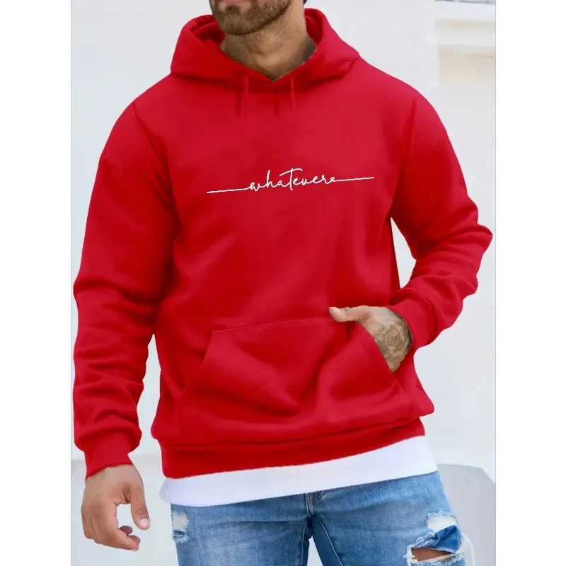 Mens long sleeved hooded sweatshirt with single letter print loose casual fashionable autumn and winter W251027