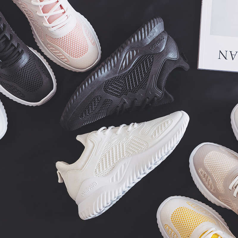 Korean Style Thick-Soled Height-Increasing White Sneakers for New Super Popular Sports Casual Running Shoes Women Trendy Fear Nothing