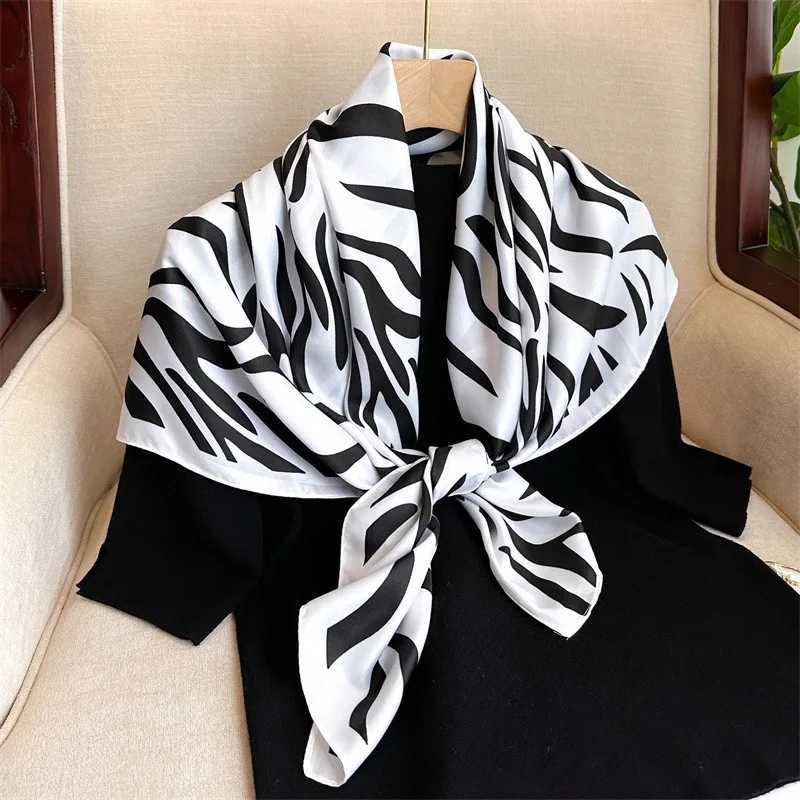 Wen Spain Brand Design Scarf Fashion opard Zebra Silk Scarves Square Small Handkerchi Neck Snood Bag Hijab Snood 9090CmW251027